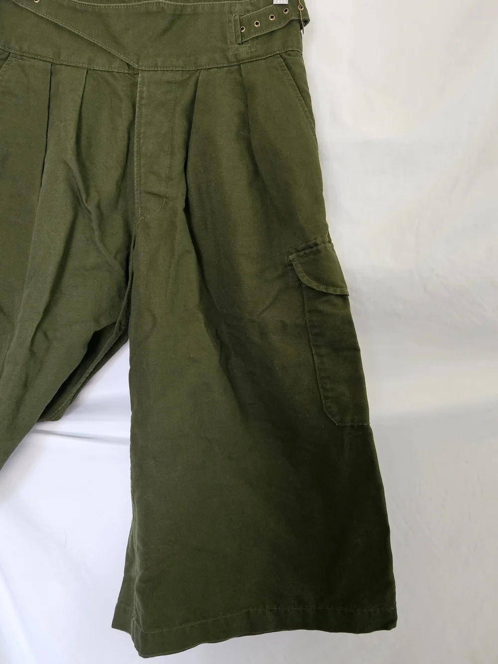 Banana Republic wide leg pleated culottes Womens 4 Olive Green Lagenlook Linen